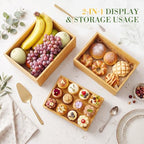 7 Pcs Large 12 in Bamboo Buffet Display Risers Set in Bamboo, alternate view 3