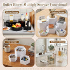 7 Pcs Large Acrylic Buffet Risers, 6-12" Hexagonal, Black in about 6 x 6 x 2 inches, 7 x 7 x 4 inches, 8 x 8 x 6, alternate