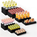 7 Pcs Large Acrylic Buffet Risers, 6-12" Rectangle, Black in about 6 x 6 x 2 inches, 7 x 7 x 4 inches, 8 x 8 x 6