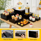 7 Pcs Large Acrylic Buffet Risers, 6-12" Rectangle, Black in about 6 x 6 x 2 inches, 7 x 7 x 4 inches, 8 x 8 x 6, alternate