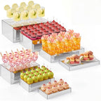 7 Pcs Large Acrylic Buffet Risers, 6-12" Rectangle, Silver in Silver
