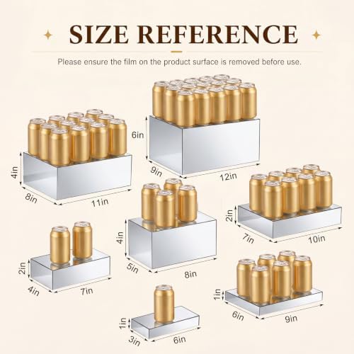 7 Pcs Large Acrylic Buffet Risers, 6-12" Rectangle, Silver in Silver, alternate view 3