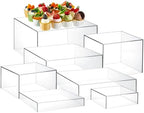 7 Pcs Large Acrylic Buffet Risers, 6-12" Square, Clear in about 6 x 6 x 2 inches, 7 x 7 x 4 inches, 8 x 8 x 6