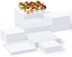 7 Pcs Large Acrylic Buffet Risers, 6-12" Square, White in about 6 x 6 x 2 inches, 7 x 7 x 4 inches, 8 x 8 x 6