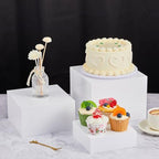 7 Pcs Large Acrylic Buffet Risers, 6-12" Square, White in about 6 x 6 x 2 inches, 7 x 7 x 4 inches, 8 x 8 x 6, alternate view