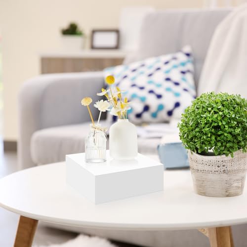 7 Pcs Large Acrylic Buffet Risers, 6-12" Square, White in about 6 x 6 x 2 inches, 7 x 7 x 4 inches, 8 x 8 x 6, alternate view