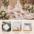 7 Pcs Large Acrylic Buffet Risers, 8-14" Square, White in White, alternate view 4