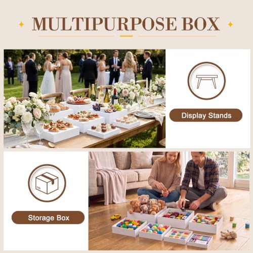 7 Pcs Large Acrylic Buffet Risers, 8-14" Square, White in White, alternate view 5