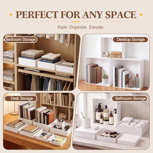 7 Pcs Large Acrylic Buffet Risers, 8-14" Square, White in White, alternate view 6