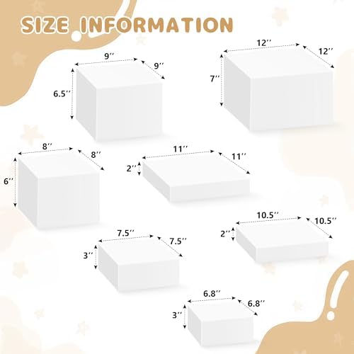 7 Pcs Large Acrylic Buffet Risers Set for Table Display, 6.8" to 12" Clear Cube Boxes Food Risers for Wedding, alternate view