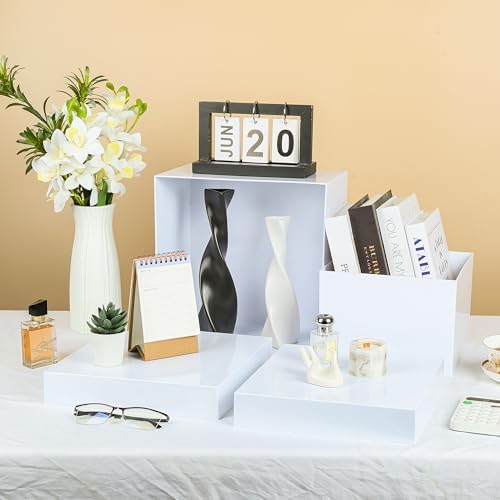 7 Pcs Large Acrylic Buffet Risers Set for Table Display, 6.8" to 12" Clear Cube Boxes Food Risers for Wedding, alternate view