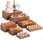 7 Pcs Large Buffet Risers Set 6" to 12" Dark Wood Rectangle in Dark Wood