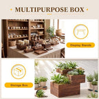 7 Pcs Large Buffet Risers Set 6" to 12" Dark Wood Rectangle in Dark Wood, alternate view 5