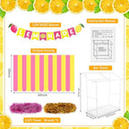 7 Pcs Lemonade Stand Supplies Lemonade Bar Party Decoration with 1 Set Plastic Stand 1 Yellow and Pink Striped, alternate