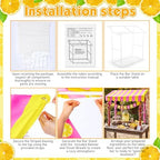 7 Pcs Lemonade Stand Supplies Lemonade Bar Party Decoration with 1 Set Plastic Stand 1 Yellow and Pink Striped, alternate