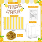 7 Pcs Lemonade Stand Supplies Lemonade Bar Party Decorations with 1 Set Plastic Stand 1 Yellow and White Striped, alternate