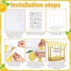 7 Pcs Lemonade Stand Supplies Lemonade Bar Party Decorations with 1 Set Plastic Stand 1 Yellow and White Striped, alternate