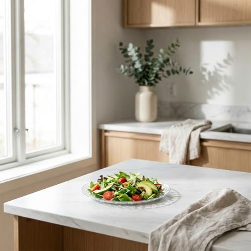 7 Pcs Round Plastic Serving, Clear Acrylic Flan Plates, Crystal Serving Trays, Multipurpose Platters for, alternate view 6