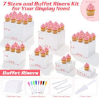 [7 Pcs] White Buffet Risers Food Risers - Dessert Table Display Set and Food Cake Stands with Table Sign and, alternate view