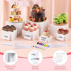[7 Pcs] White Buffet Risers Food Risers - Dessert Table Display Set and Food Cake Stands with Table Sign and, alternate view