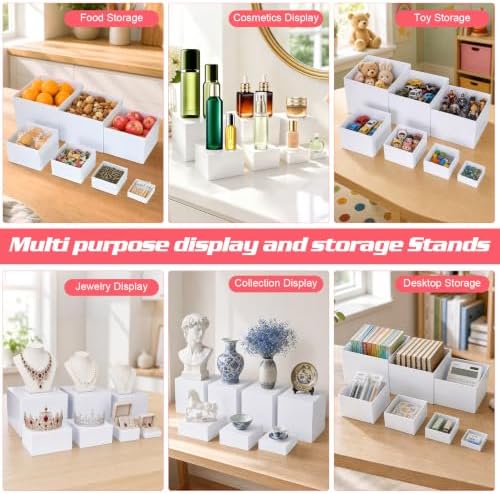 [7 Pcs] White Buffet Risers Food Risers - Dessert Table Display Set and Food Cake Stands with Table Sign and, alternate view