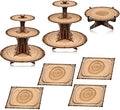7 Pcs Woodland Cupcake Stand Set Woodland Baby Shower, Rectangle in Brown
