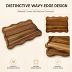 7-Piece Acacia Wood Dessert Table Display Set with 4 Wavy Trays in Brown1, alternate view 5