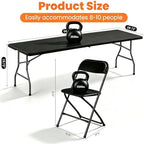 7-Piece Black Plastic 8FT Folding Table with 6 Black Folding Chair, alternate view 3