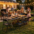 7 Piece Plastic Folding Table Chairs Set for 6-Person, Black in Black, alternate view 2