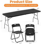 7 Piece Plastic Folding Table Chairs Set for 6-Person, Black in Black, alternate view 3