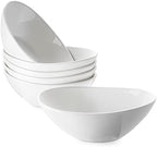 7" Small Serving Bowls Set of 6, 15 OZ Oval Serving Dishes in 7 inches in White