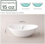 7" Small Serving Bowls Set of 6, 15 OZ Oval Serving Dishes in 7 inches in White, alternate view 3