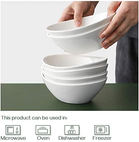 7" Small Serving Bowls Set of 6, 15 OZ Oval Serving Dishes in 7 inches in White, alternate view 5
