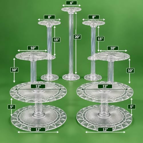 7 Tier Acrylic Wedding Cake Stand Set - Heavy Duty Round Cake and Cupcake Stand Combo for Showcase Table, alternate view 2