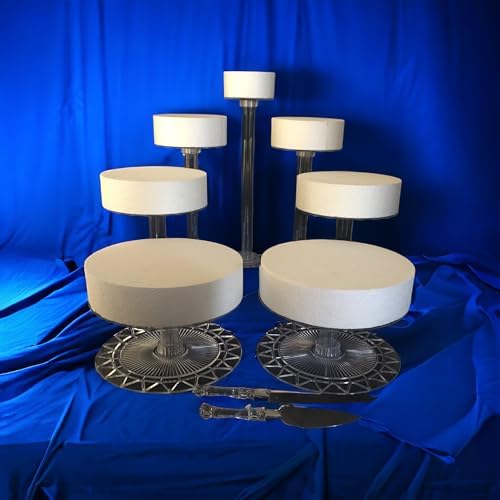 7 Tier Acrylic Wedding Cake Stand Set - Heavy Duty Round Cake and Cupcake Stand Combo for Showcase Table, alternate view 6