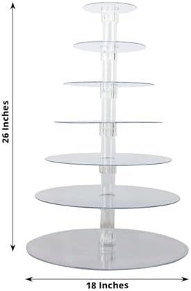 7-Tier Clear Heavy Duty Round Acrylic Cake Stand, Cupcake Tower Dessert Holder Display Stand with Film Sheets, alternate view