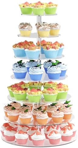 7 Tier Cupcake Stand Tiered Round Cupcake Tower for 68 Cupcakes in clear