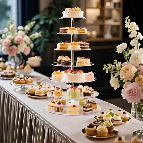 7 Tier Cupcake Stand Tiered Round Cupcake Tower for 68 Cupcakes in clear, alternate view 4