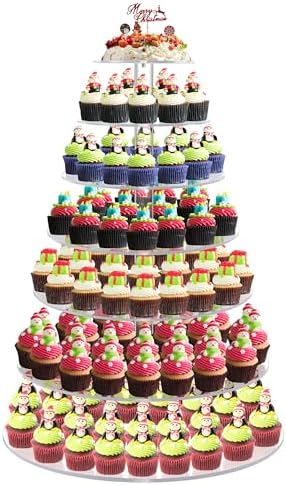 7 Tier Large Cupcake Stand, Round Cupcake Stand for 100 Cupcakes, Tiered Cupcake Display Stand, Clear Acrylic