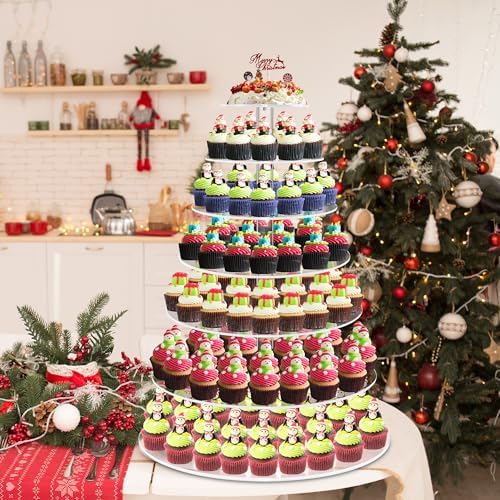 7 Tier Large Cupcake Stand, Round Cupcake Stand for 100 Cupcakes, Tiered Cupcake Display Stand, Clear Acrylic, alternate view