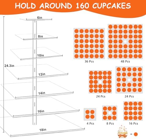 7 Tier Large Cupcake Stand, Square Cupcake Stand for 150 Cupcakes, Tiered Cupcake Holder Stand, Clear Acrylic, alternate view