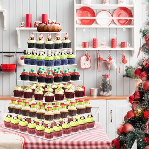 7 Tier Large Cupcake Stand, Square Cupcake Stand for 150 Cupcakes, Tiered Cupcake Holder Stand, Clear Acrylic, alternate view