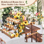 7 Tier Wooden Cupcake Stand & Towers Serving Trays for Party with Vine Decoration - Party Display Serving Ladder, alternate