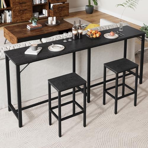 70.9" Bar Table and Chairs Set, Dining Table and Chair Sets, 3 Piece Counter Height Table and 2 Stools, Kitchen, alternate