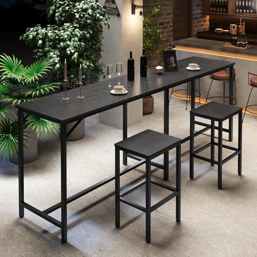 70.9" Bar Table and Chairs Set, Dining Table and Chair Sets, 3 Piece Counter Height Table and 2 Stools, Kitchen, alternate