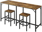 70.9" Bar Table and Chairs Set, Dining Table and Chair Sets, 3 Piece Counter Height Table and 2 Stools, Kitchen