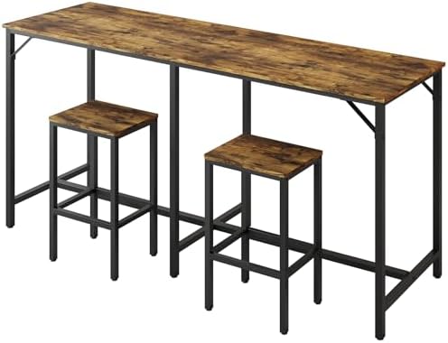 70.9" Bar Table and Chairs Set, Dining Table and Chair Sets, 3 Piece Counter Height Table and 2 Stools, Kitchen