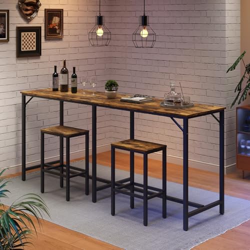 70.9" Bar Table and Chairs Set, Dining Table and Chair Sets, 3 Piece Counter Height Table and 2 Stools, Kitchen, alternate