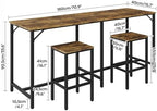 70.9" Bar Table and Chairs Set, Dining Table and Chair Sets, 3 Piece Counter Height Table and 2 Stools, Kitchen, alternate