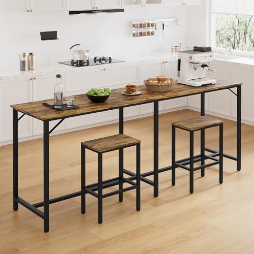70.9" Bar Table and Chairs Set, Dining Table and Chair Sets, 3 Piece Counter Height Table and 2 Stools, Kitchen, alternate